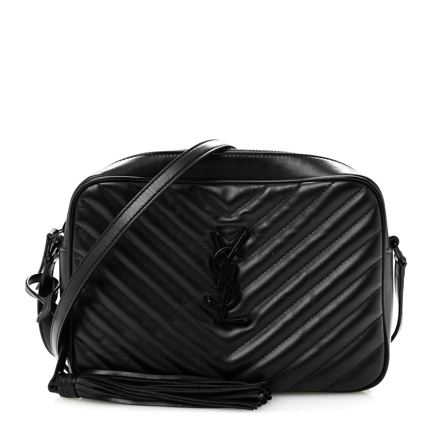 Saint Laurent Calfskin Matelasse Monogram Monochrome Lou Camera Bag Black 1 of 12