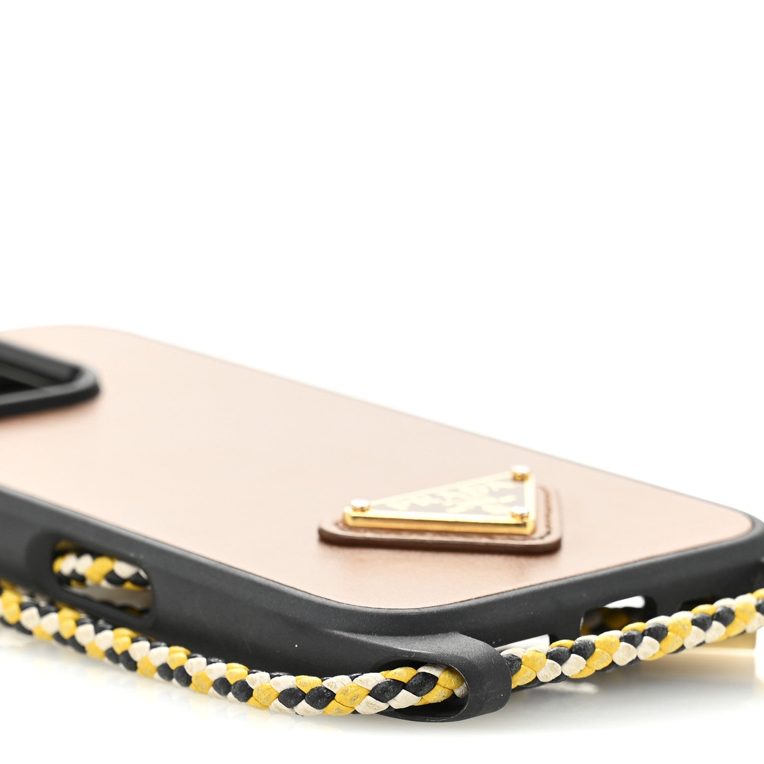 Prada Vitello Metal Triangle Logo iPhone 16 Pro Case With Strap Cognac 9 of 14