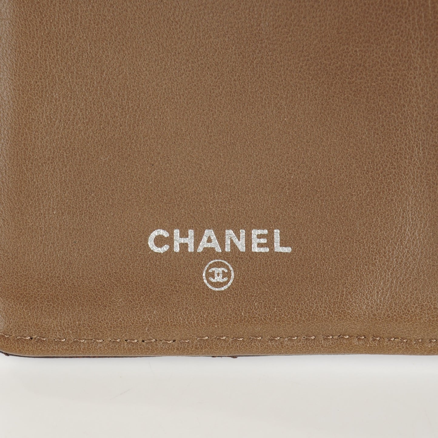 Lambskin Quilted Bi-Color Quilted Yen Wallet Brown