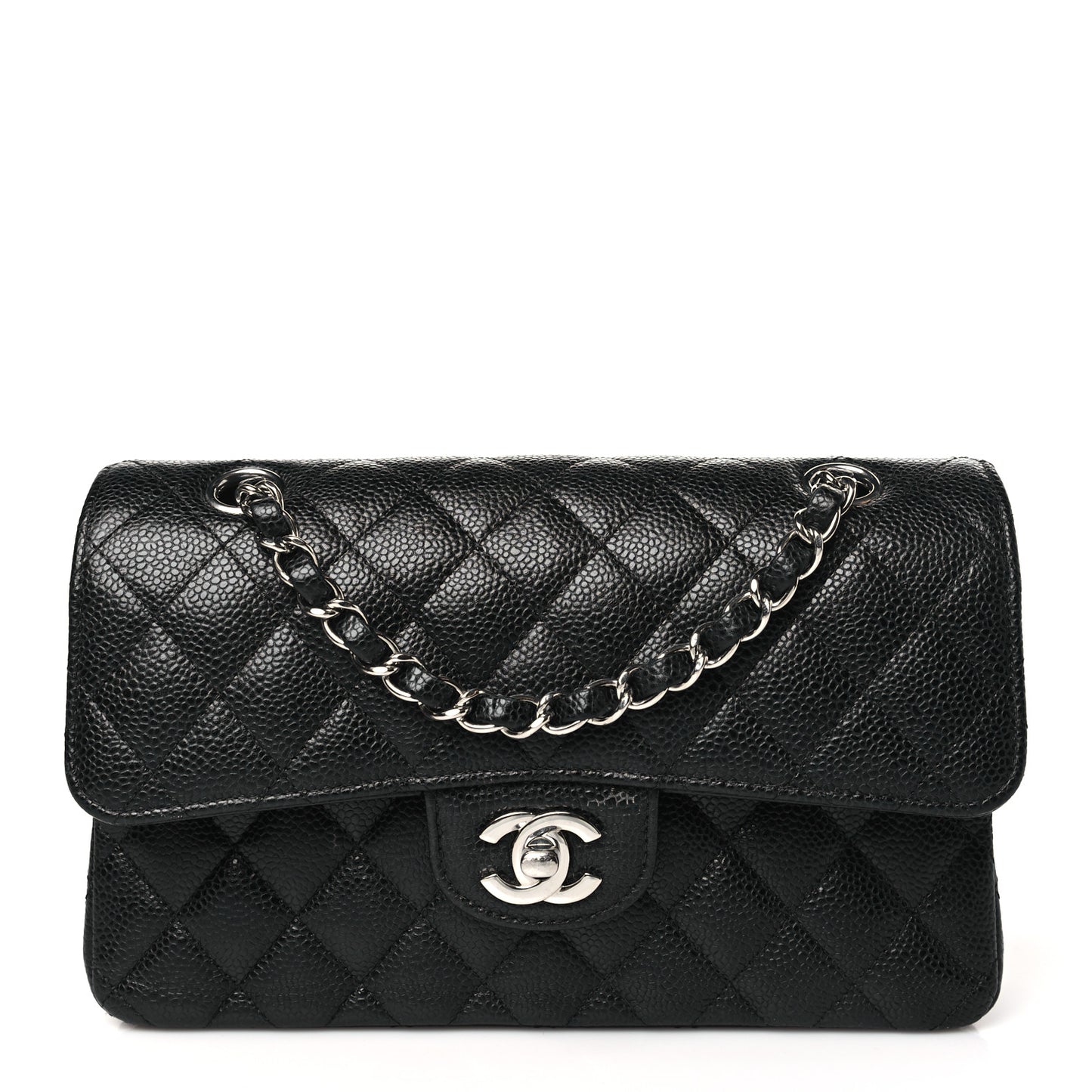 Caviar Quilted Small Double Flap Black