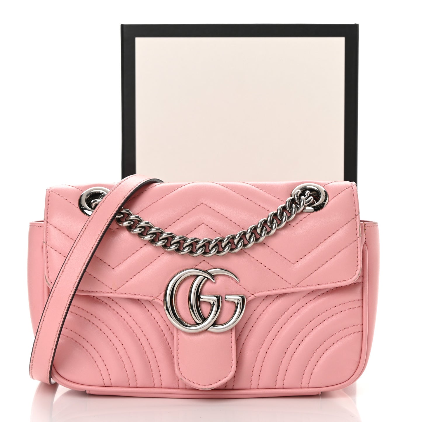 Calfskin Matelasse Mini GG Marmont Shoulder Bag Perfect Pink