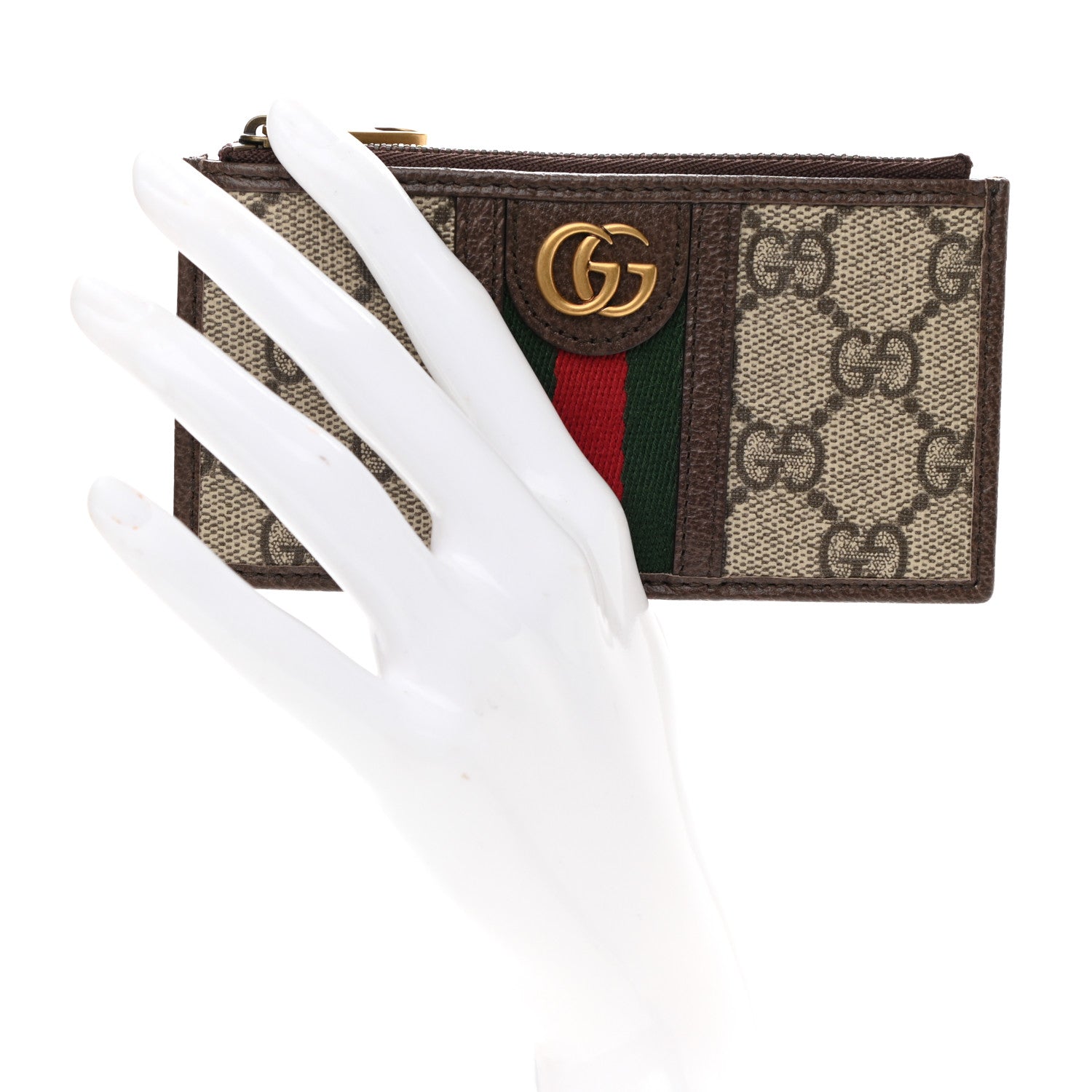 Gucci GG Supreme Monogram Web Ophidia Coin Case Brown 2 of 7