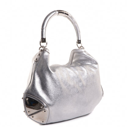 Gucci Leather Large Indy Top Handle Hobo Silver 3 of 7