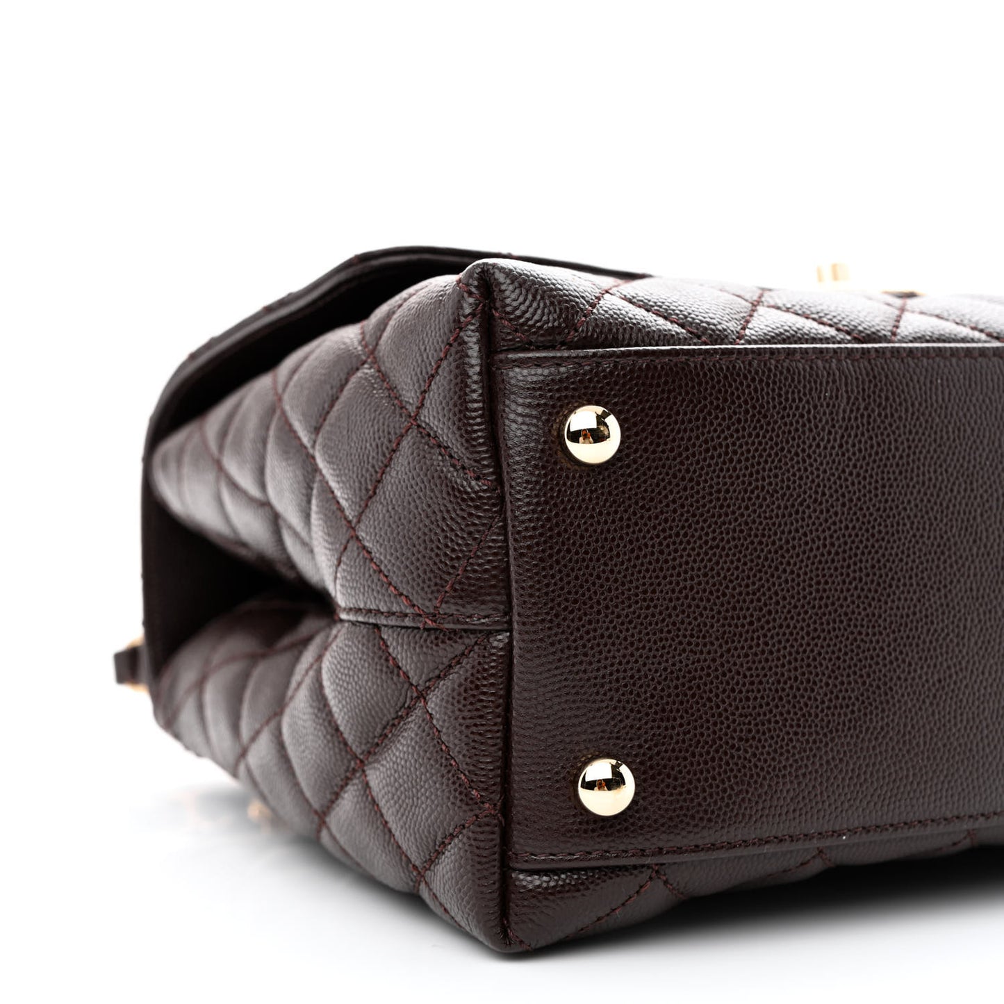 Caviar Quilted Small Coco Handle Flap Dark Brown