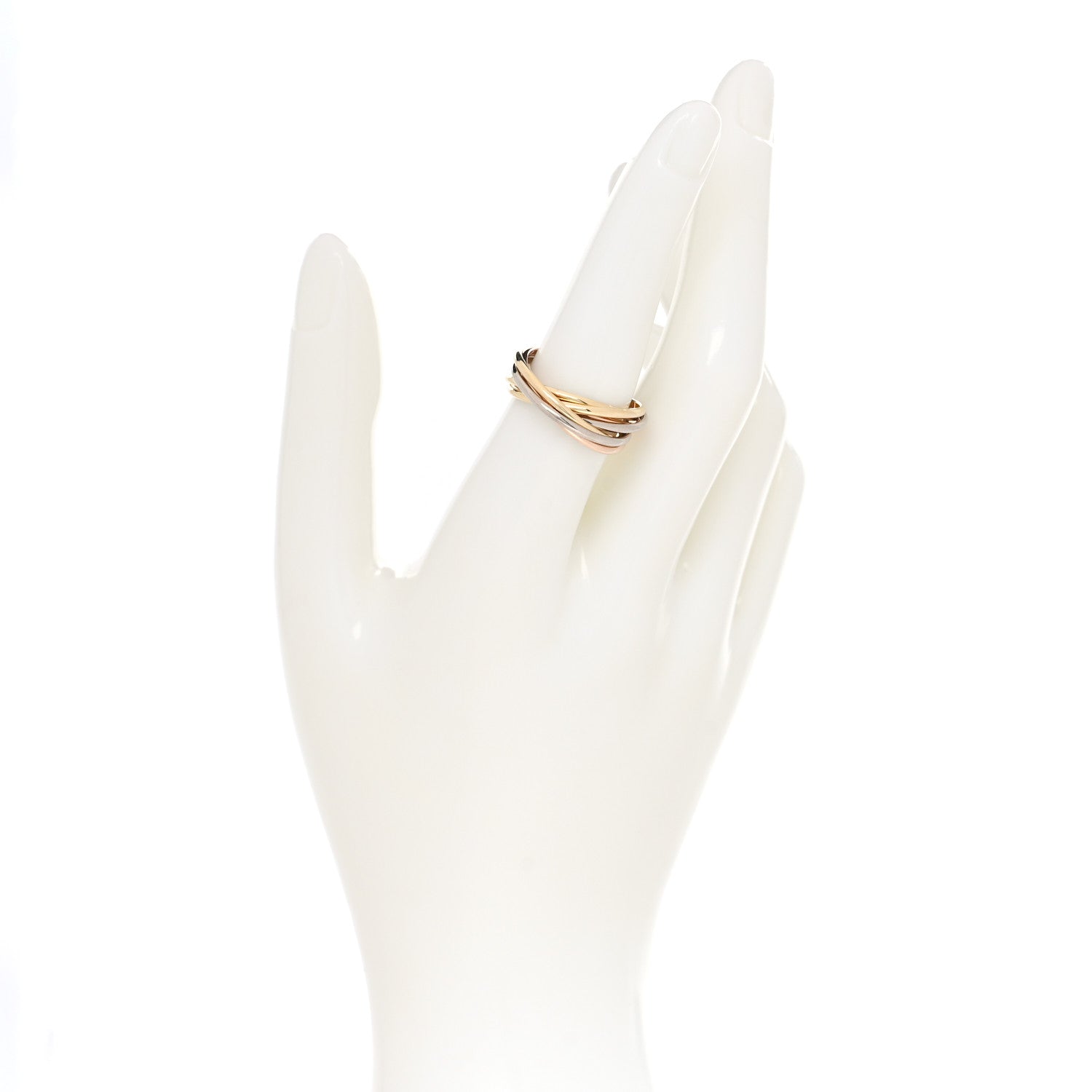 Cartier 18K Pink White Yellow Gold 7 Band Trinity Ring 54 6.75 2 of 4