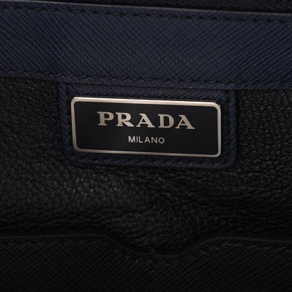 Prada Saffiano Cuir Travel Front Zip Pocket Briefcase Baltico 6 of 10