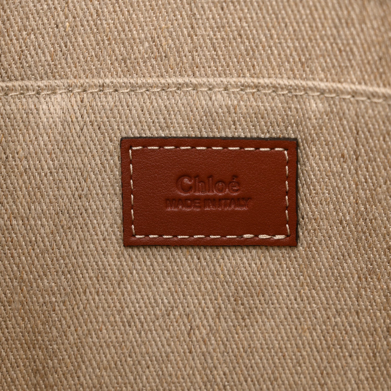 Chloe Linen Calfskin Medium Woody Ribbon Tote White Brown 6 of 10