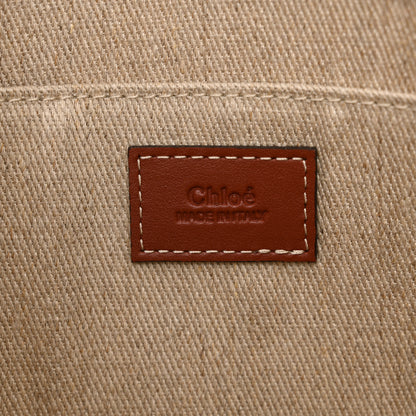 Chloe Linen Calfskin Medium Woody Ribbon Tote White Brown 6 of 10