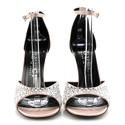 Gucci Satin Crystal Ankle Strap Sandal Pumps 38.5 Skin Rose 3 of 8