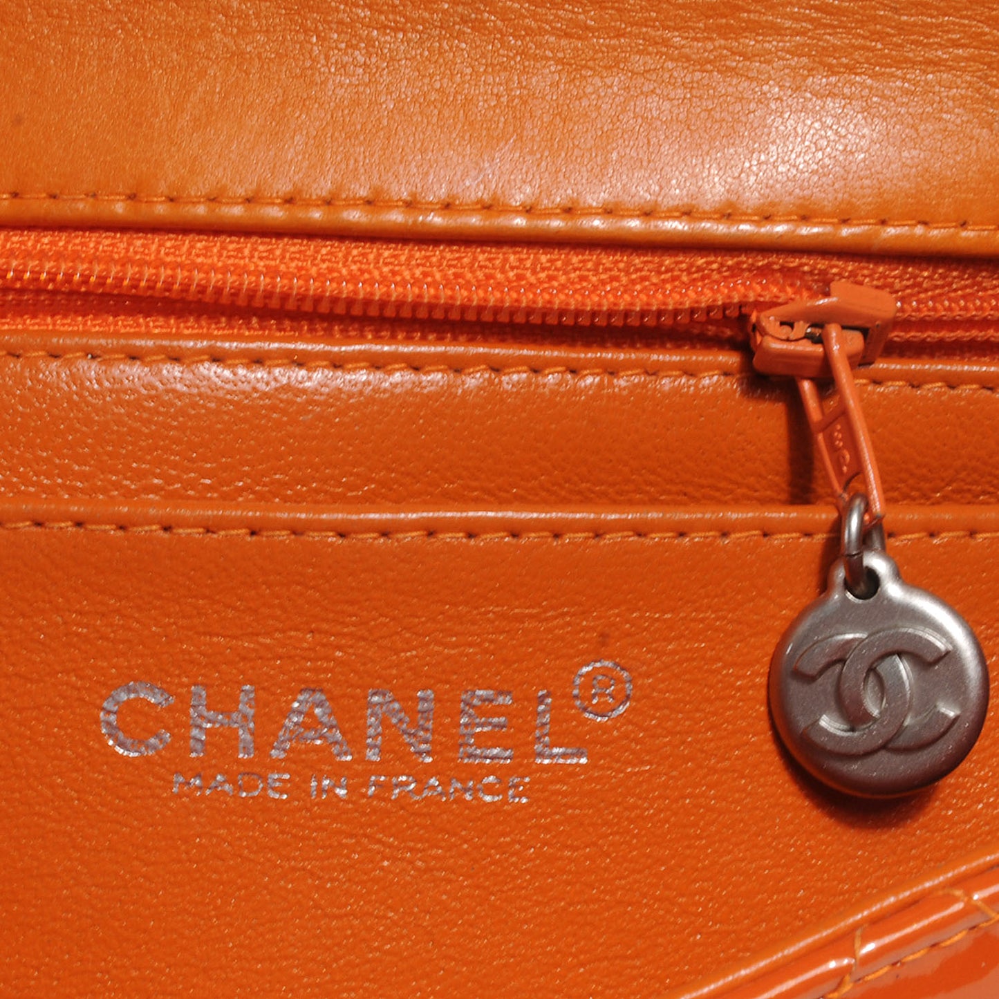 Patent Quilted Mini Square Flap Orange
