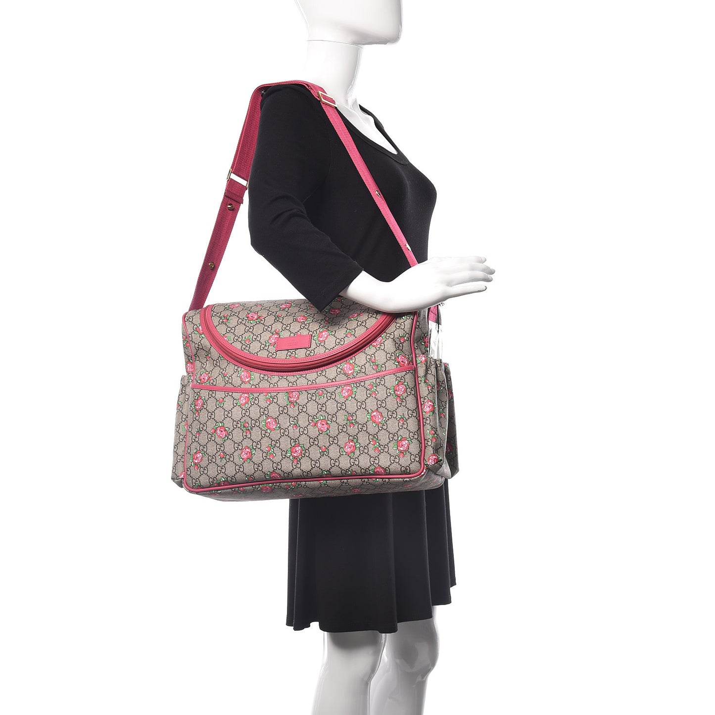GG Supreme Monogram Rose Bud Diaper Bag Pink