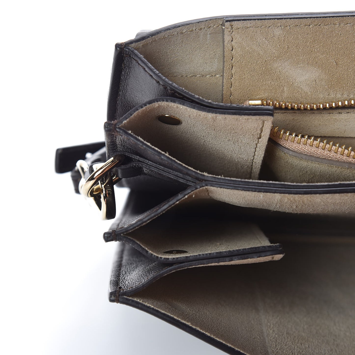 Calfskin Suede Medium Faye Shoulder Bag Carbon Brown