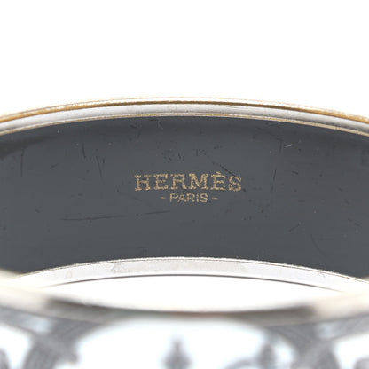 Hermes Enamel Printed Wide Grand Apparat Bracelet 62 White 4 of 6