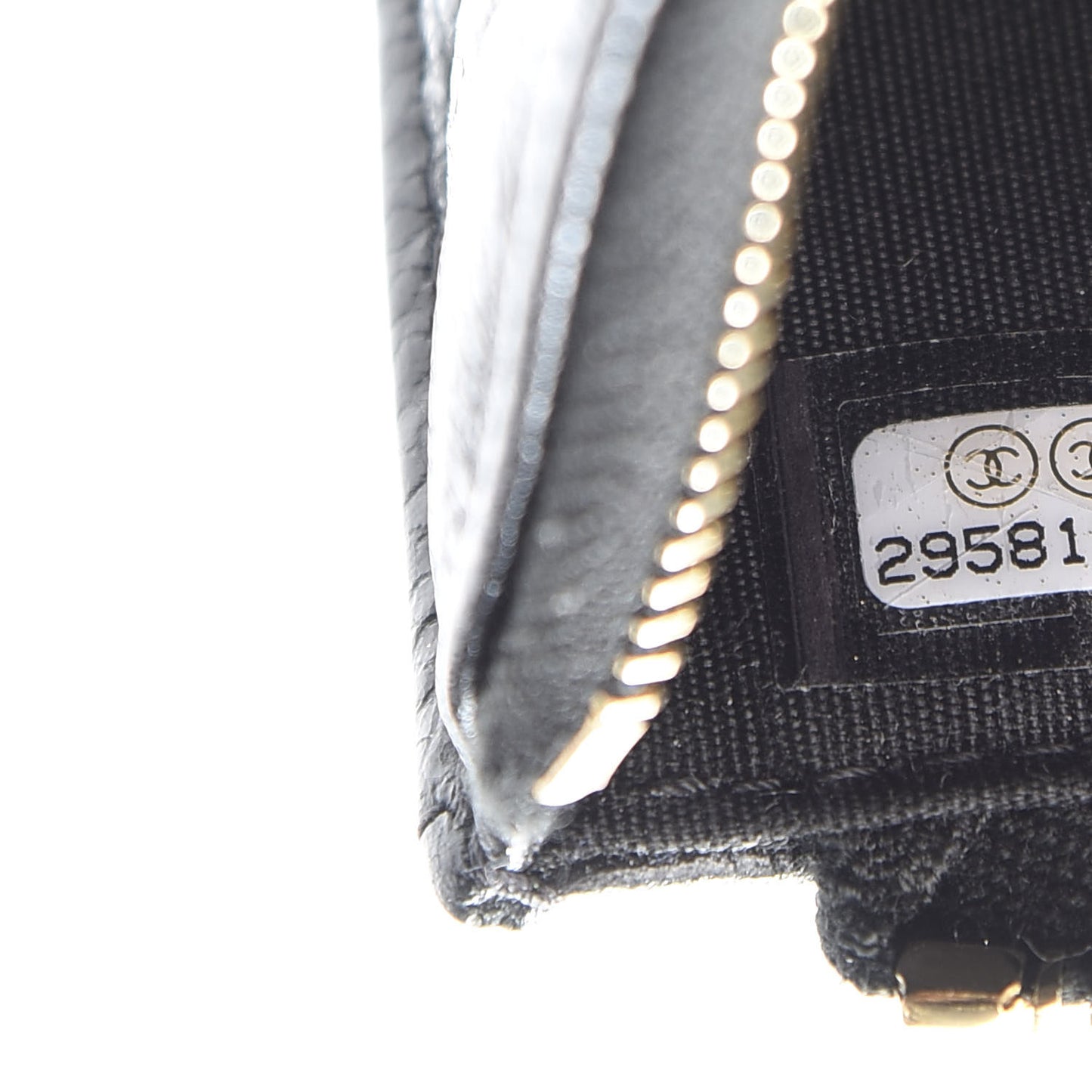 Caviar Camellia Embossed Classic Flat Wallet Pouch Black