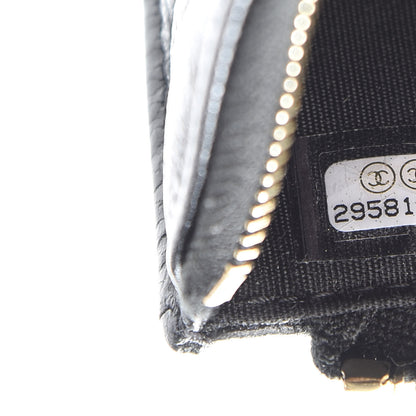 Chanel Caviar Camellia Embossed Classic Flat Wallet Pouch Black 7 of 7