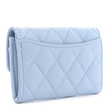 Chanel Caviar Quilted Flap Card Holder Wallet Light Blue 3 of 7