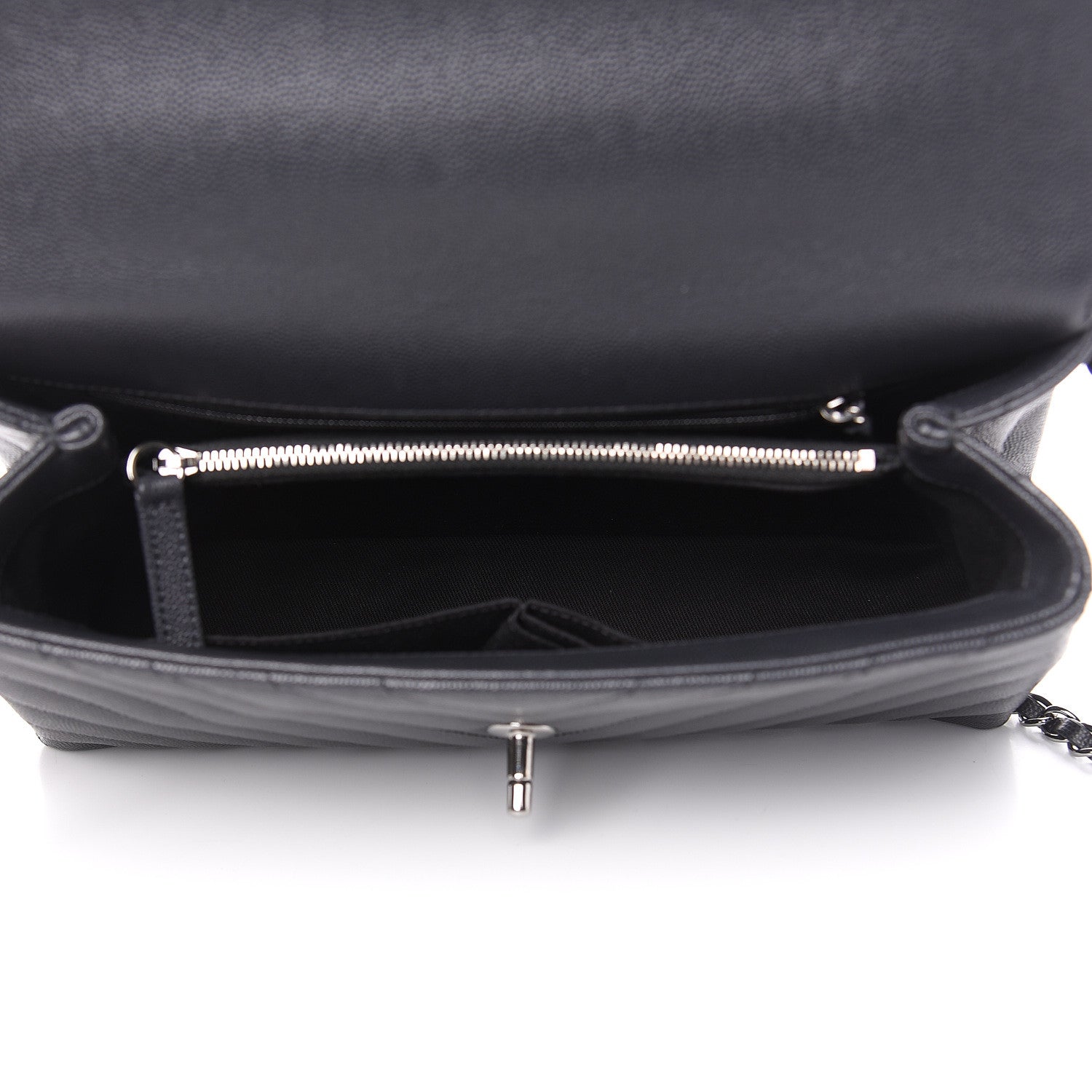 Chanel Caviar Chevron Quilted Small Coco Handle Flap Dark Grey 5 of 10
