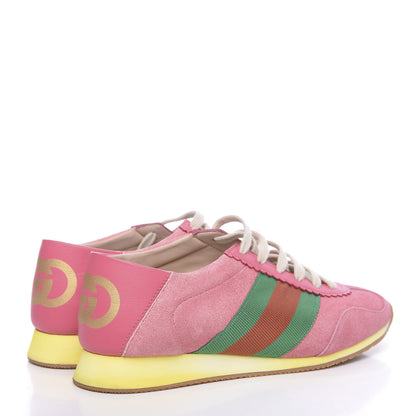 Gucci Suede Web Womens Rocket Sneakers 37.5 Rhododendron Pink 4 of 8
