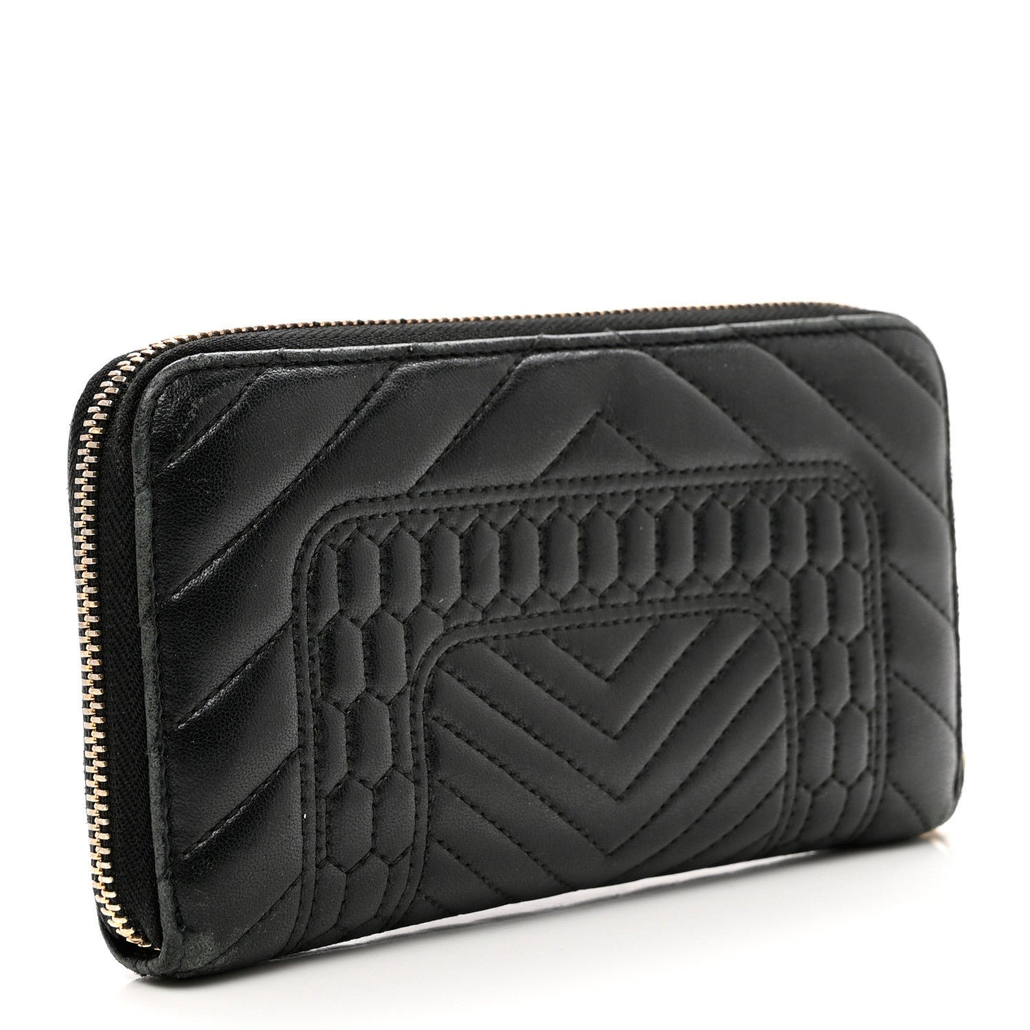Bulgari Calfskin Quilted Serpenti Zip Around Wallet Black 3 of 10