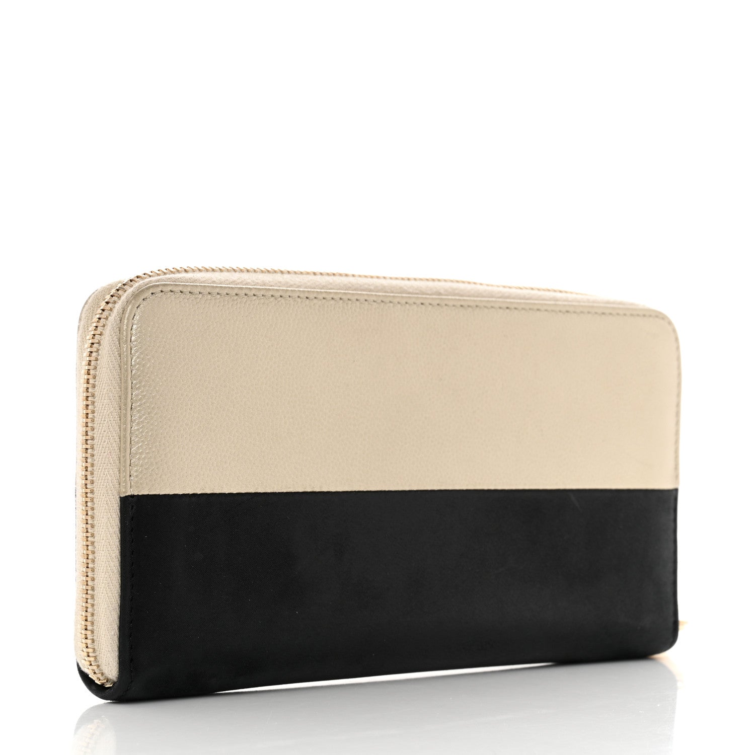Chanel Caviar Iridescent Calfskin Long Duo Zip Around Wallet Light Gold Black 3 of 13