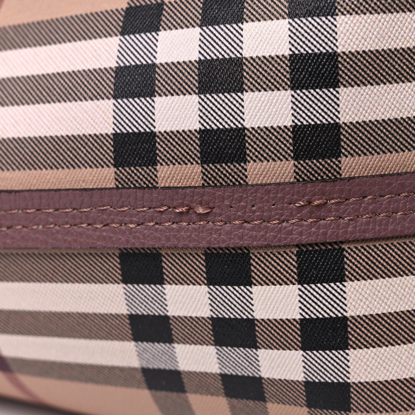 Grainy Calfskin Haymarket Check Medium Reversible Tote Dusty Pink