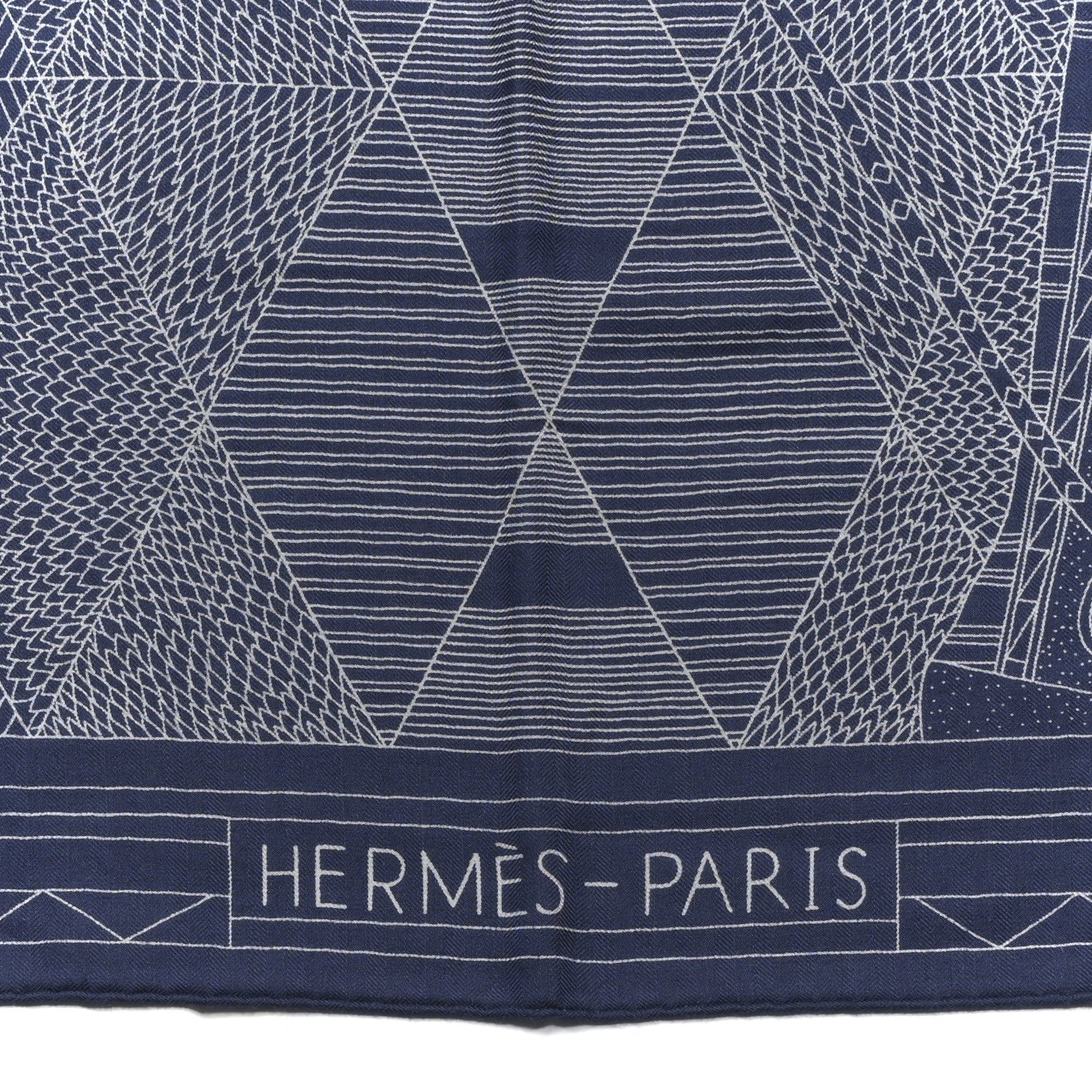 Hermes Cashmere Silk Patchwork Horse Shawl 140 Bleu De Chine Blanc 2 of 6