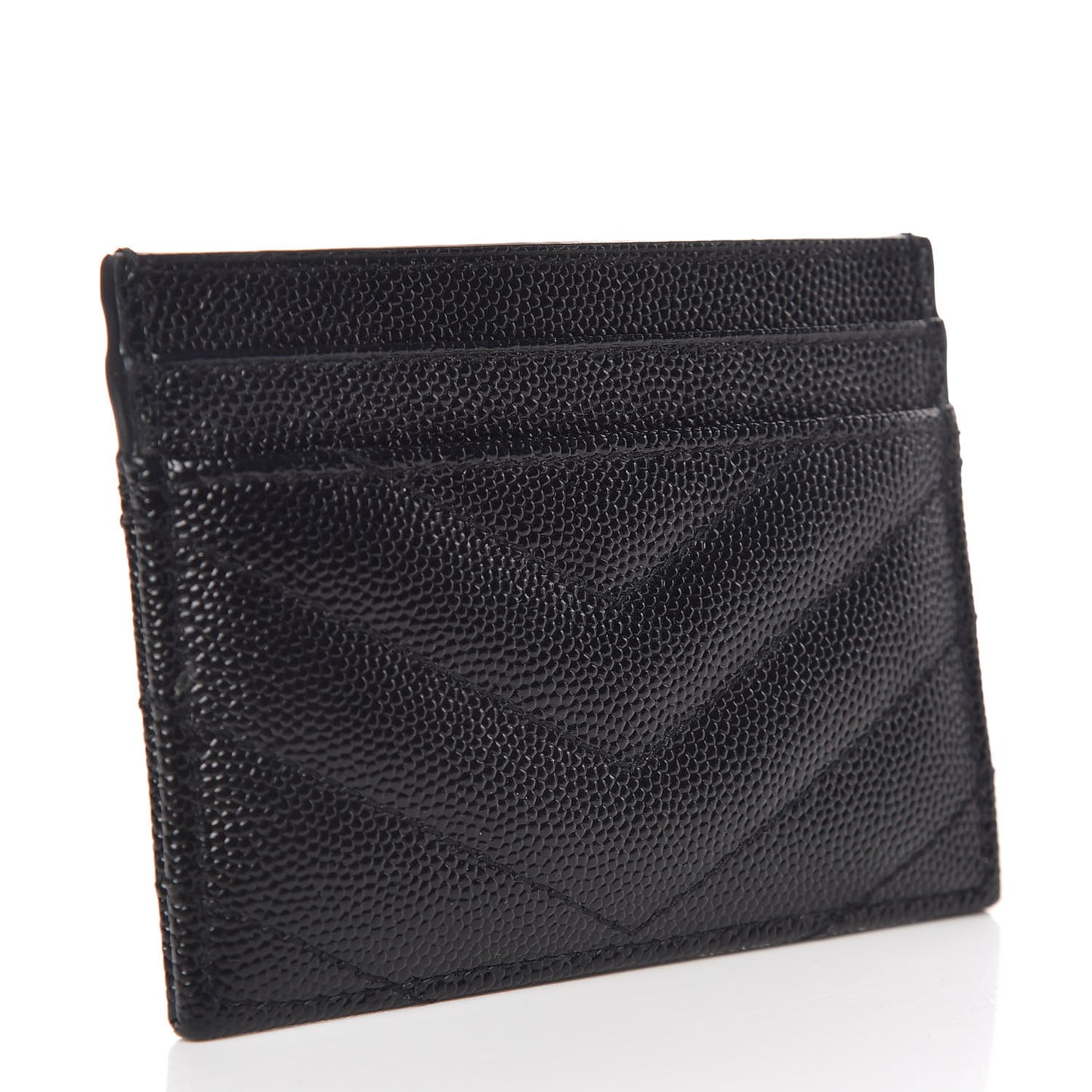 Grain De Poudre Matelasse Chevron Monogram Credit Card Case Black