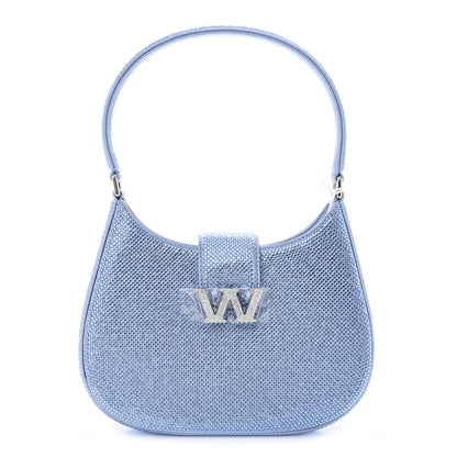 Alexander Wang Calfskin Satin Crystal Embellished Small Legacy Glitter Hobo Oxford 1 of 8