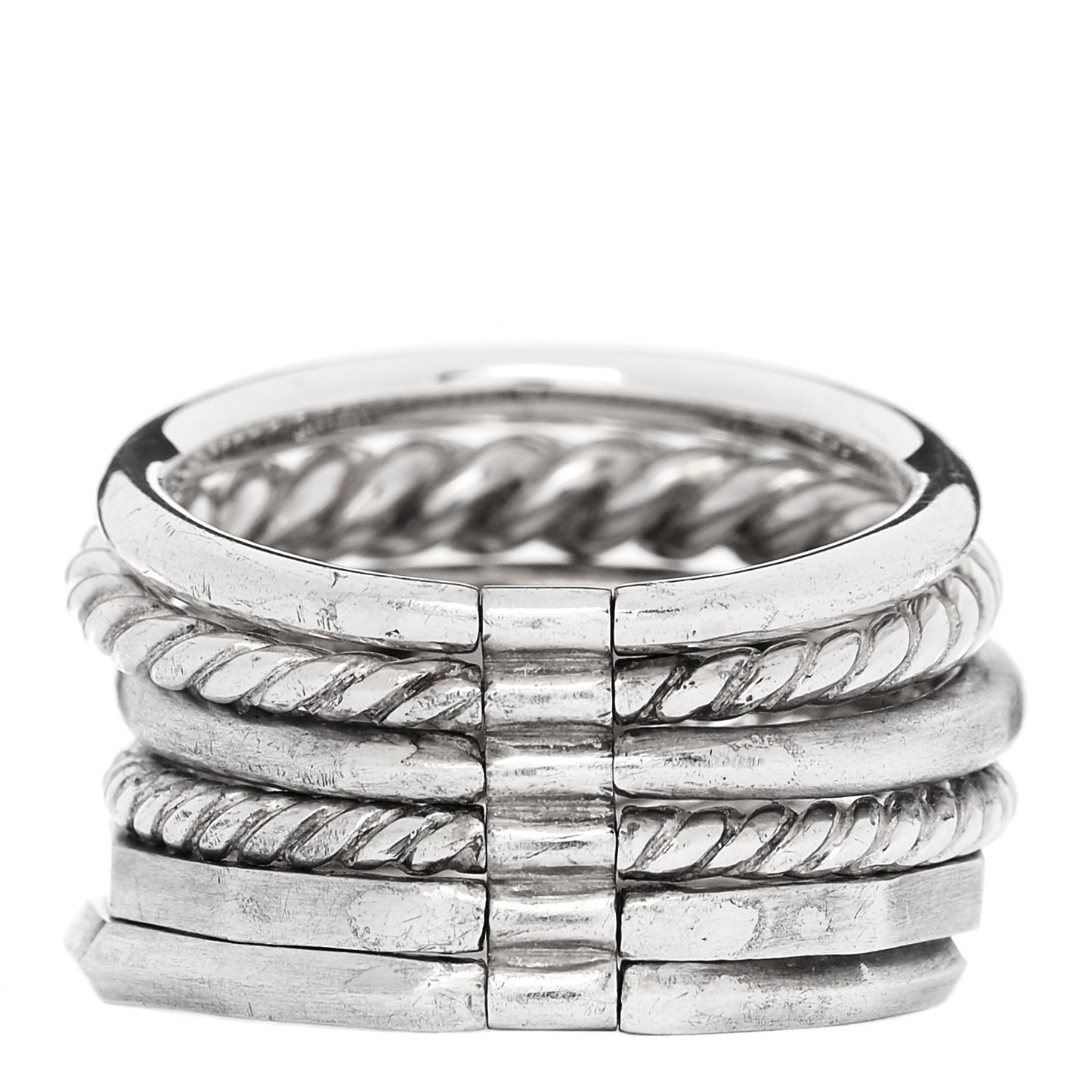 Sterling Silver Diamond 16mm Stax Wide Stacked Ring 57 8