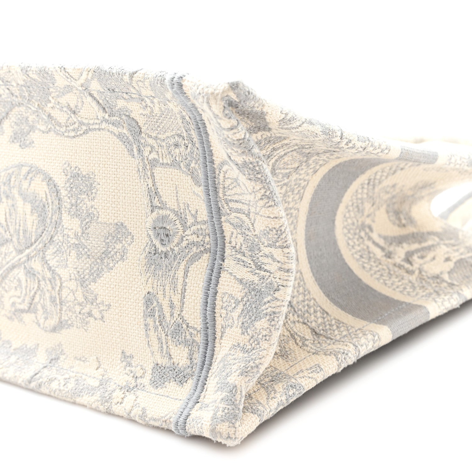 Christian Dior Canvas Embroidered Small Dioriviera Toile De Jouy Book Tote Gray 10 of 11