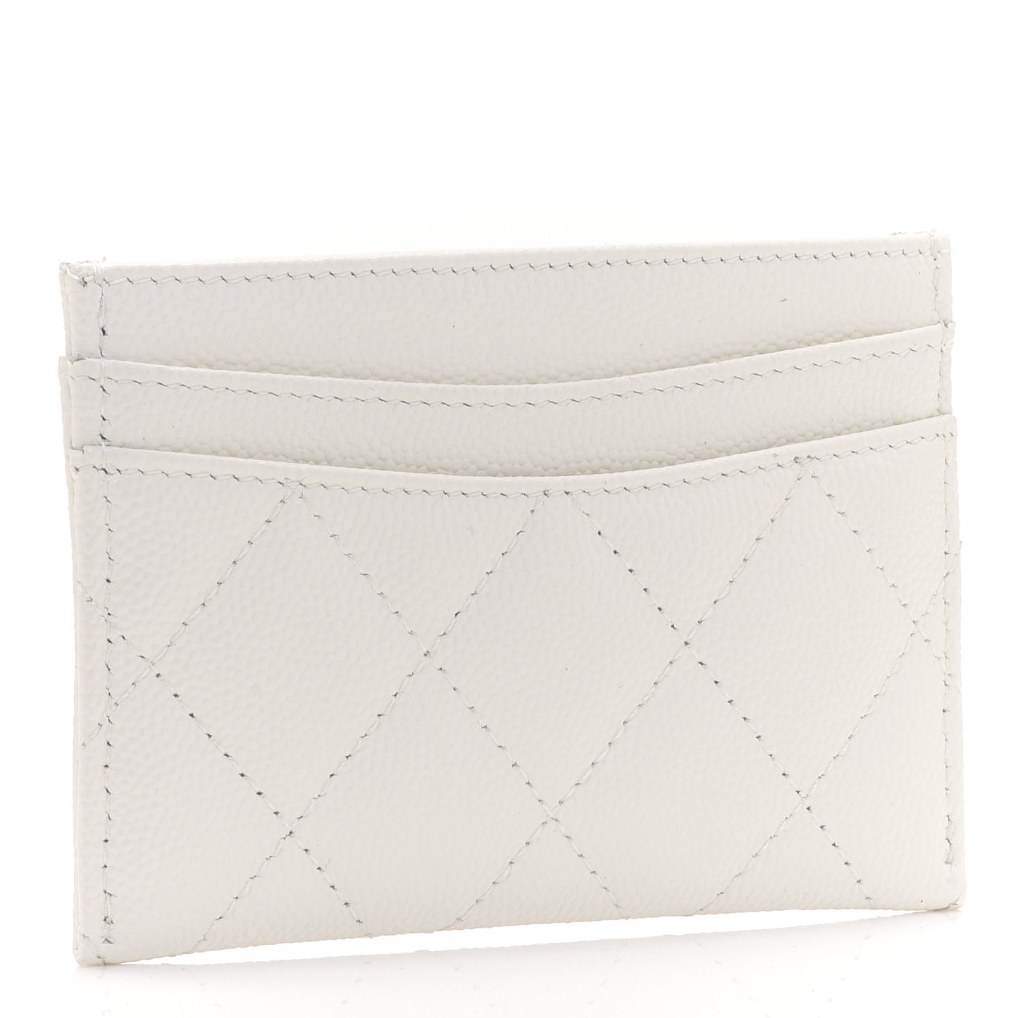 Caviar Quilted Card Holder White