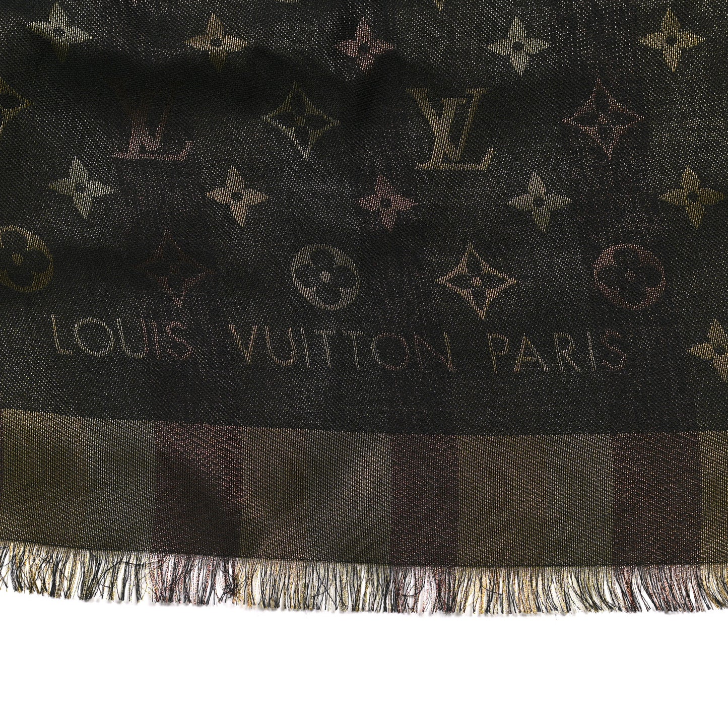 Silk Lurex Wool So Shine Monogram Shawl Black