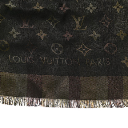 Louis Vuitton Silk Lurex Wool So Shine Monogram Shawl Black 2 of 4
