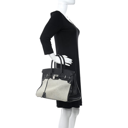 Hermes Toile Swift Birkin 35 Natural Black 3 of 15
