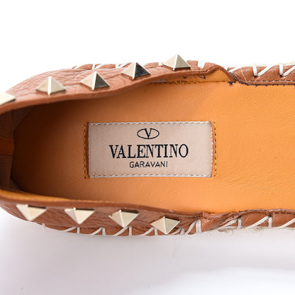 Valentino Garavani Grained Calfskin Rockstud Ankle Wrap Espadrille Flats 39 Cognac 8 of 10