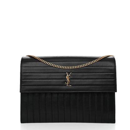 Saint Laurent Calfskin Matelasse Victoire Chain Wallet Black 1 of 9