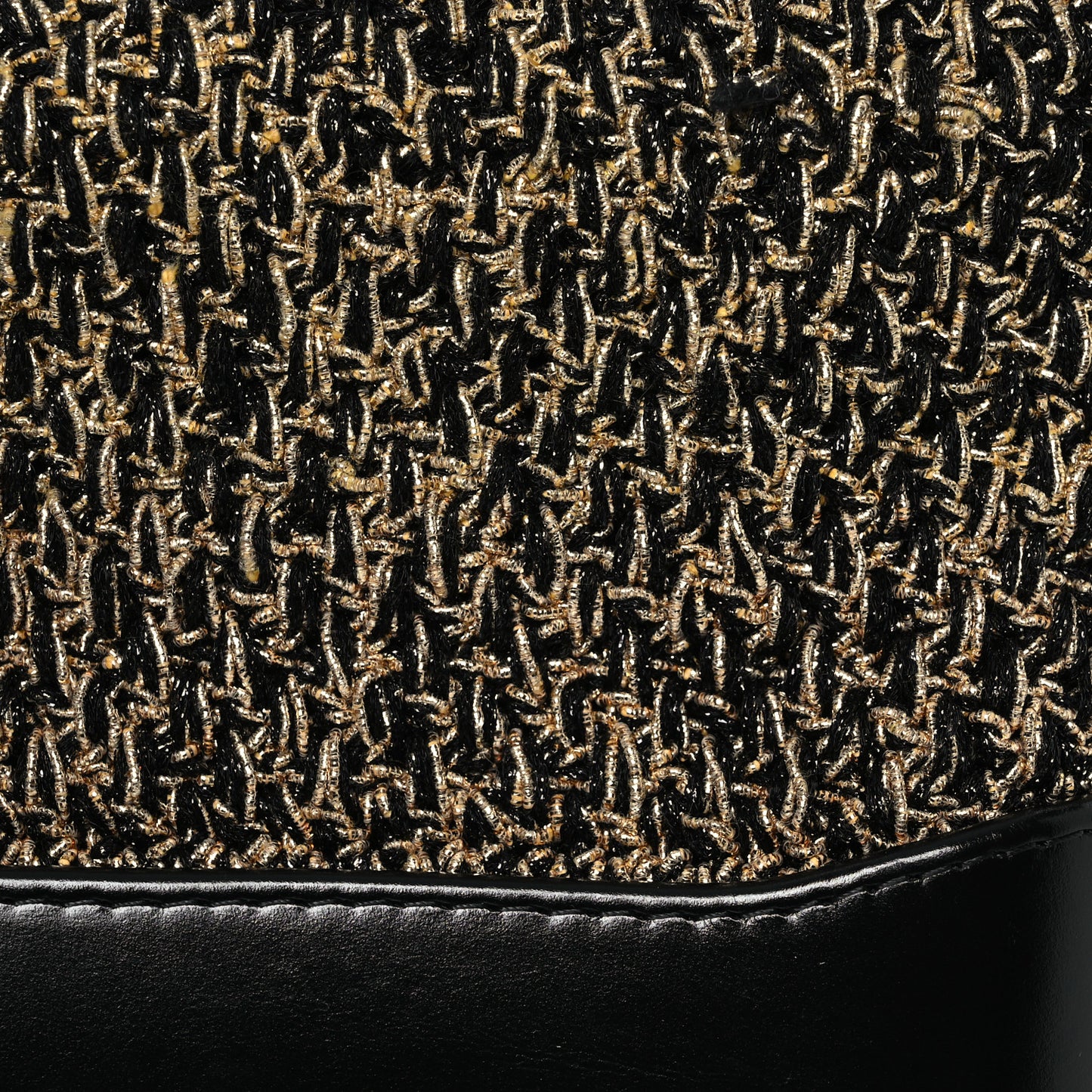 Tweed Calfskin Quilted Small Gabrielle Hobo Black Gold