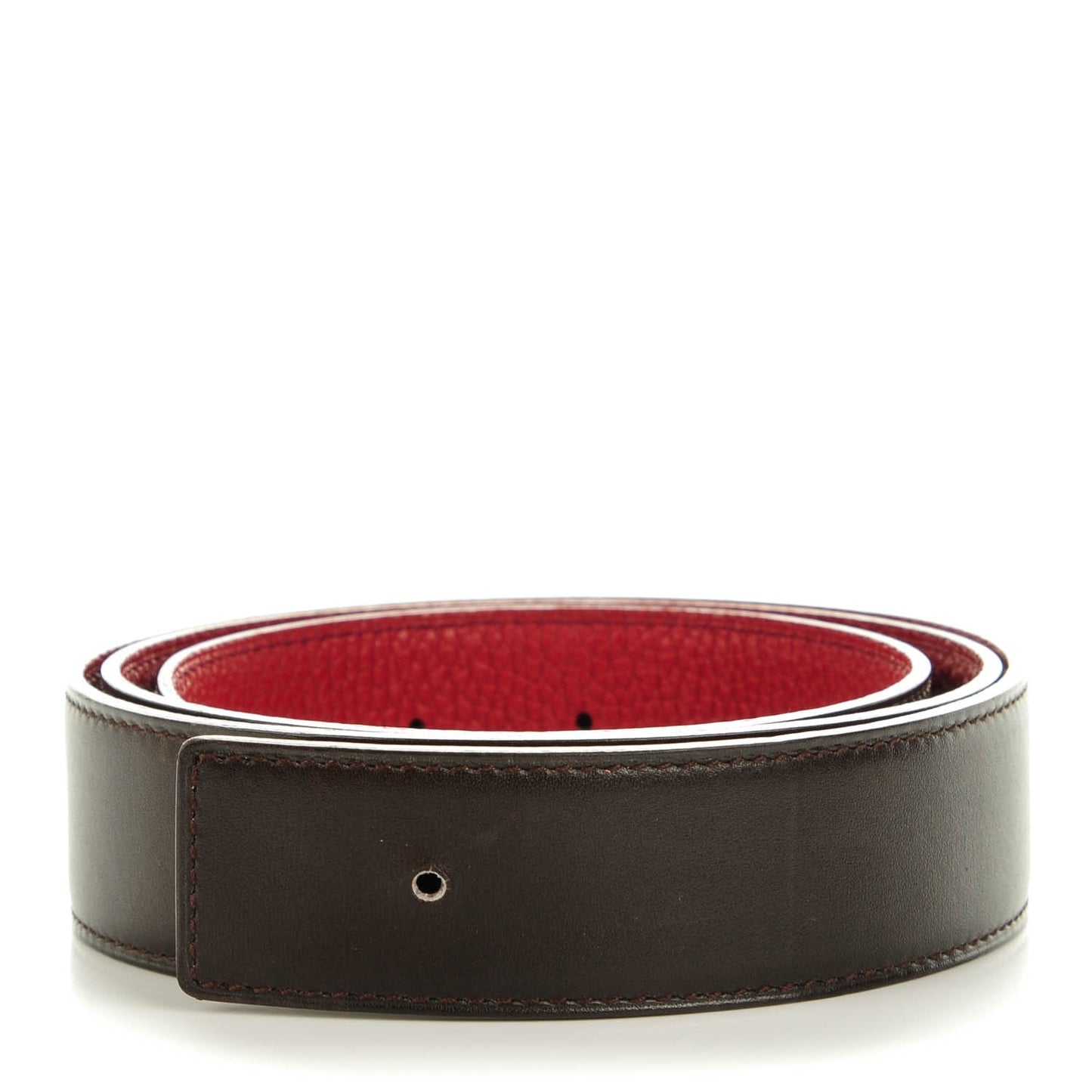 Box Togo 32mm Belt Strap 90 Chocolate Rouge Garance
