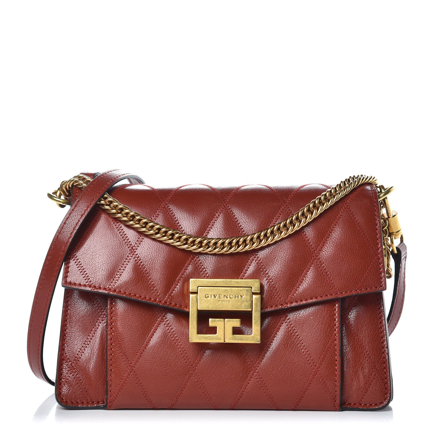Givenchy Goatskin Quilted Small GV3 Shoulder Bag Brown 1 of 6