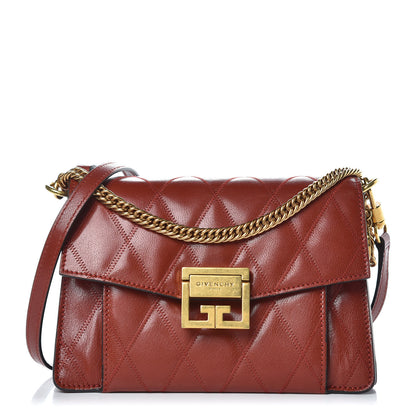 Givenchy Goatskin Quilted Small GV3 Shoulder Bag Brown 1 of 6