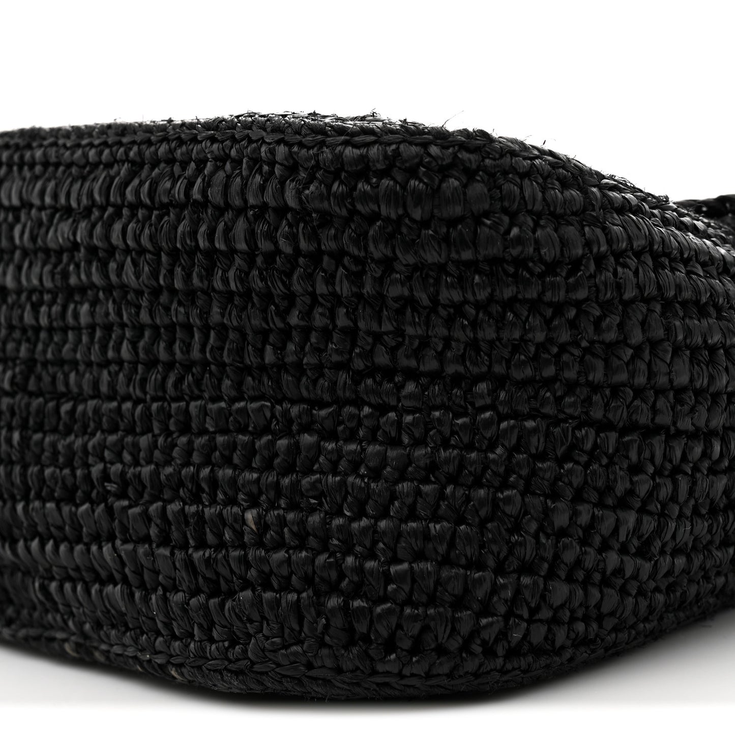 Raffia Donut Chain Medium Ola Shoulder Bag Black