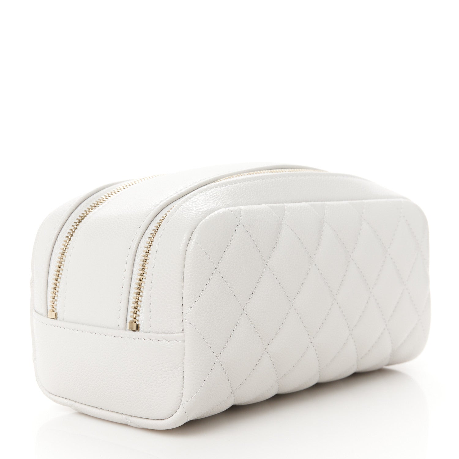 Chanel Caviar Quilted Toiletry Case With Chain Light Grey 3 of 12