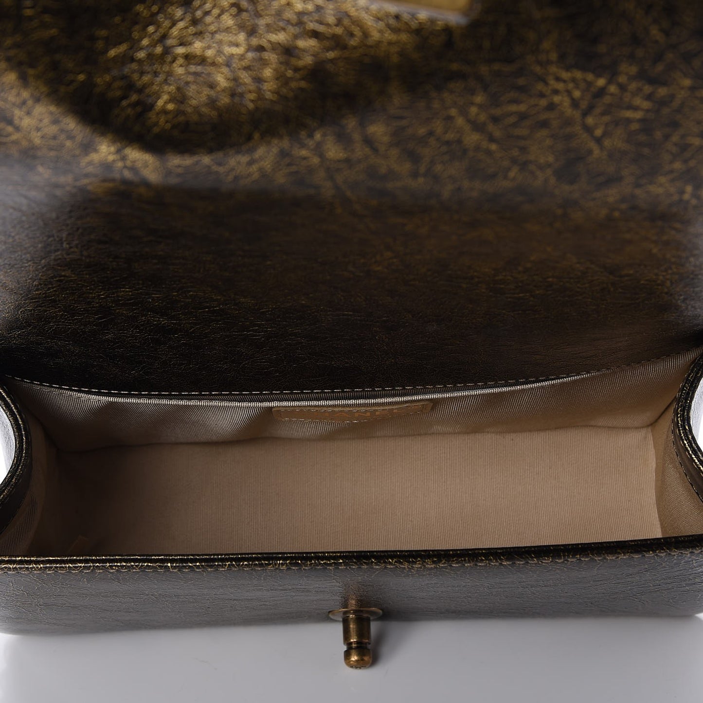 Cracked Metallic Calfskin Quilted Medium Boy Flap Gold