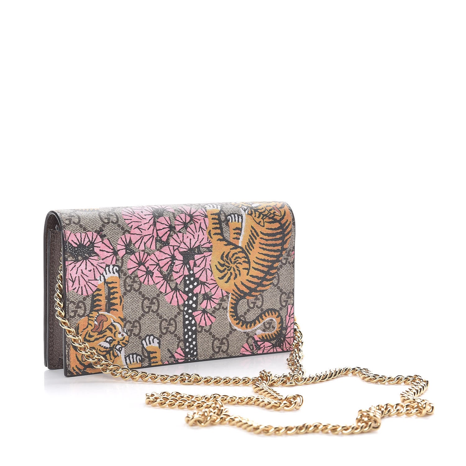 Gucci GG Supreme Monogram Bengal Chain Wallet Beige Pink 3 of 11