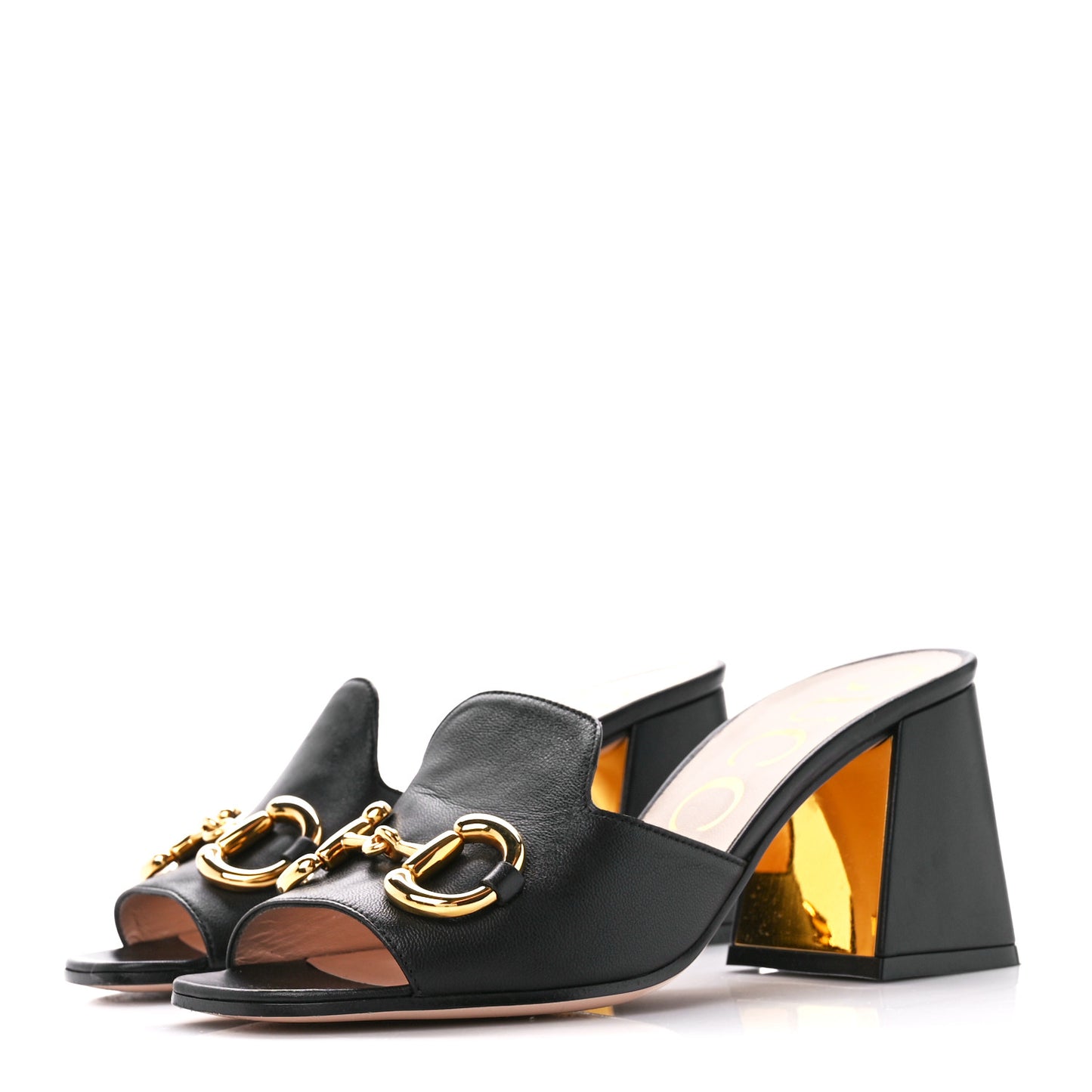 Nappa Horsebit 75mm Slide Sandals 36 Black
