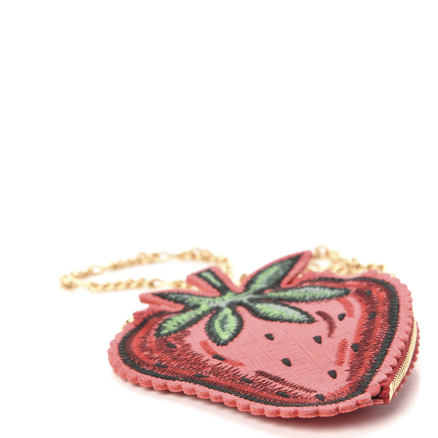 GG Supreme Monogram Embroidered Strawberry Pass Holder Crossbody Multicolor