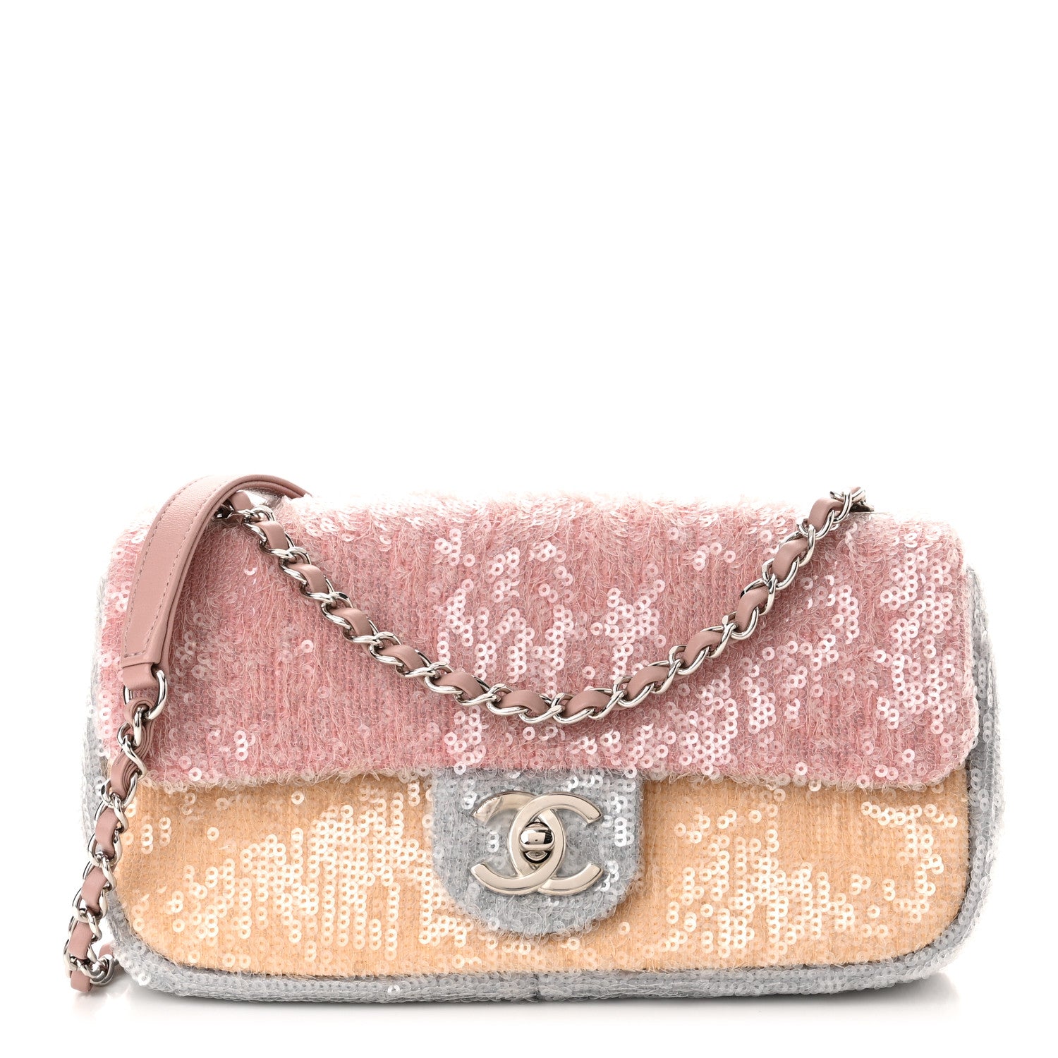 Chanel Sequin Mini Waterfall Flap Pink Blue Yellow 1 of 10