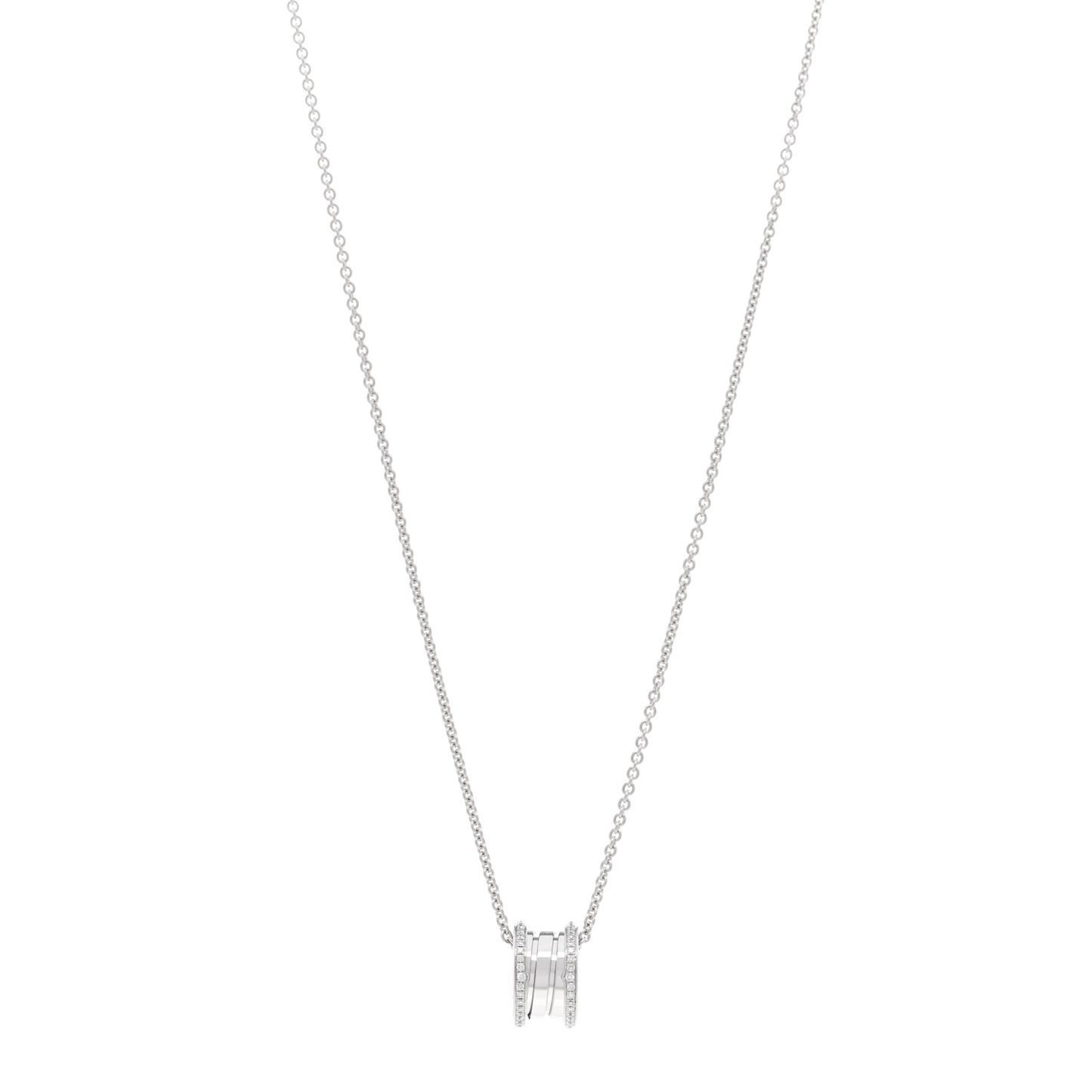 18K White Gold Diamond B.Zero1 Pendant Necklace