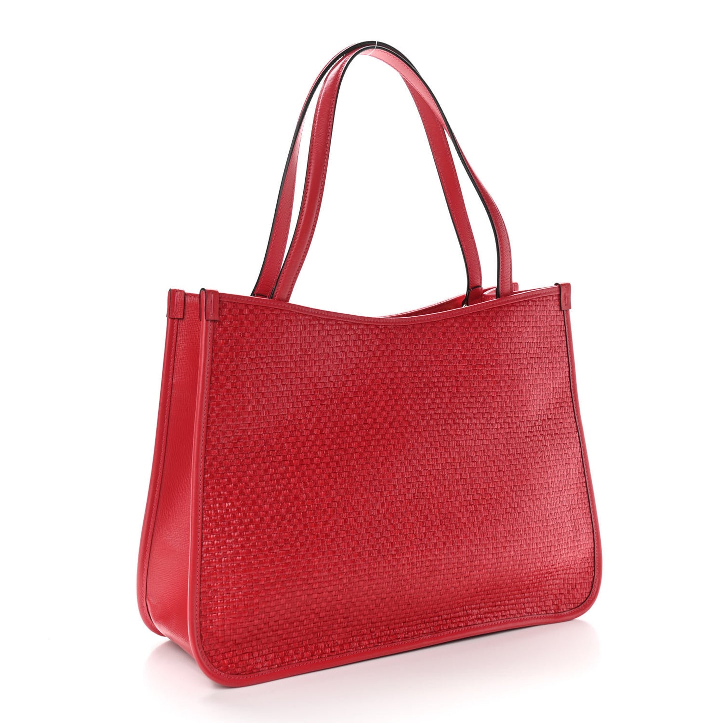 Straw Azalea Calfskin Horsebit 1955 Tote Bag Coral Wave Black
