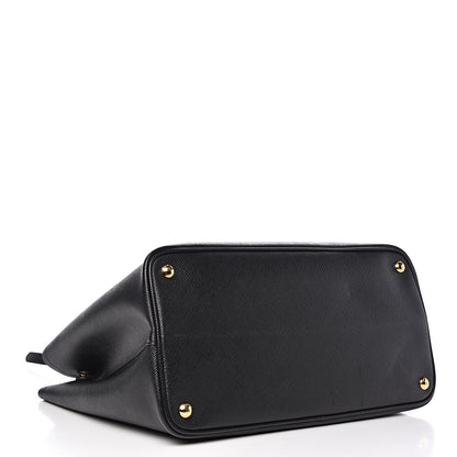 Prada Saffiano Cuir Large Double Bag Black Fuoco 4 of 19